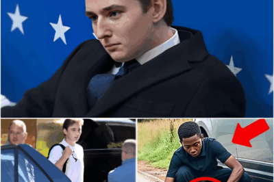 Nadie pensó nada cuando un niño se detuvo para ayudar a un extraño a reparar una llanta desinflada, pero todo cambió cuando al día siguiente un SUV negro reluciente se detuvo frente a la casa del niño con Barron Trump dentro.