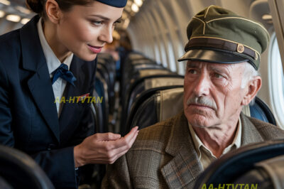 A un veterano de edad avanzada le pidieron discretamente que cediera su asiento en un vuelo, solo para hacerle espacio a su familia… ¡No discutió, simplemente se puso de pie! Pero 9 minutos después del retraso del despegue, el piloto salió de la cabina… ¡y lo saludó delante de todos!