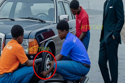 Tres chicos negros ayudan a un multimillonario con una llanta desinflada, al día siguiente, una SUV negra apareció en su casa.