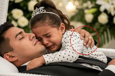 Una niña abrazó a su padre en el ataúd espeluznante.