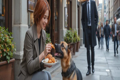 Camarera alimenta a un perro K9 sin saber que su dueño es un multimillonario que la observa