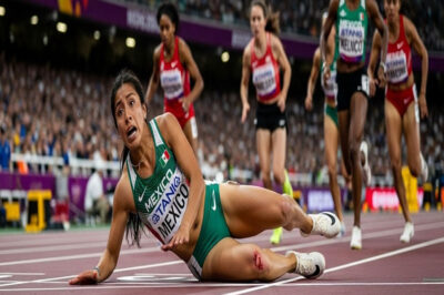 La mexicana cayó en la largada… la keniana ya creía tener el oro pero no contaba con la última curva