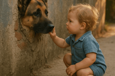 Bebé encuentra Pastor Alemán cementado en una pared — Lo que pasó hizo llorar al mundo