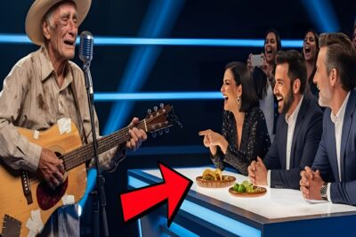 “¿Si toco bien, me das comida?” — susurró el anciano con su vieja guitarra… y los jurados se rieron sin piedad. PERO CUANDO EMPEZÓ A TOCAR, TODO EL TEATRO QUEDÓ DE PIE…