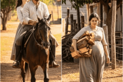 El granjero cabalgaba con su novia… y se congeló al ver a su exesposa embarazada cargando leña…