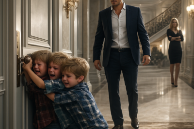 Un millonario sorprende a sus trillizos llorando, intentando abrir la puerta para la niñera encerrada por la madrastra.