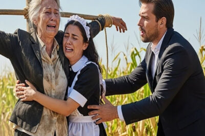 La empleada quedó paralizada al ver un “espantapájaros” vivo… era la madre del millonario…